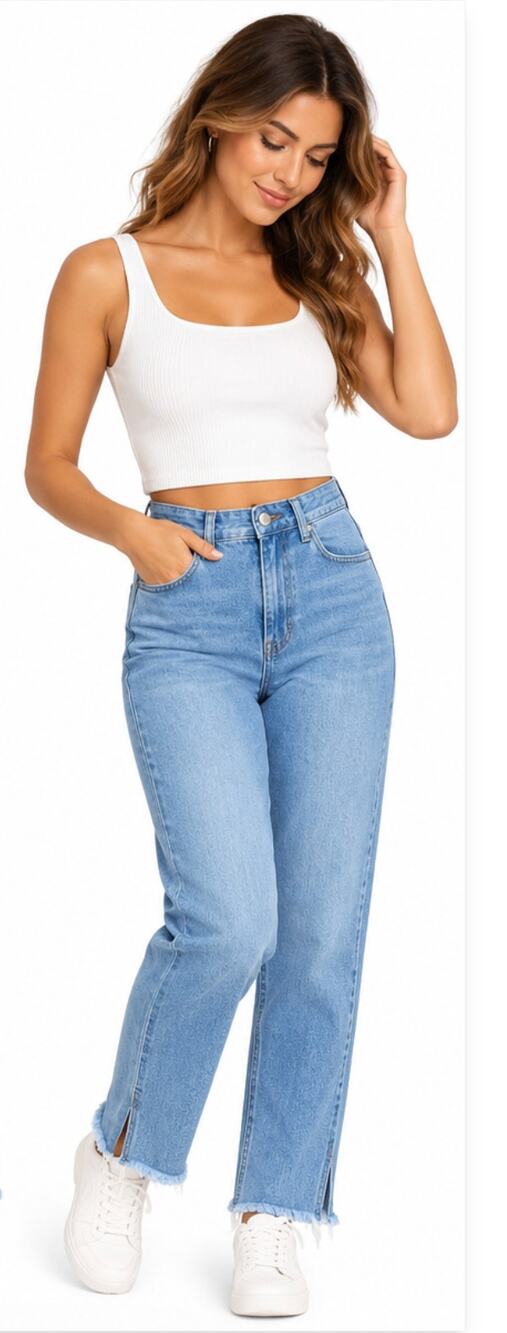 Oak & Fort Straight Leg Jean with Split Hem Size M